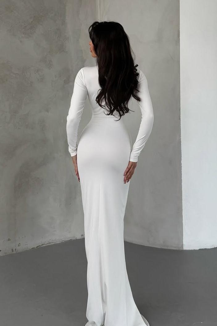 Solid Long Sleeve Cut-Out Maxi Dress