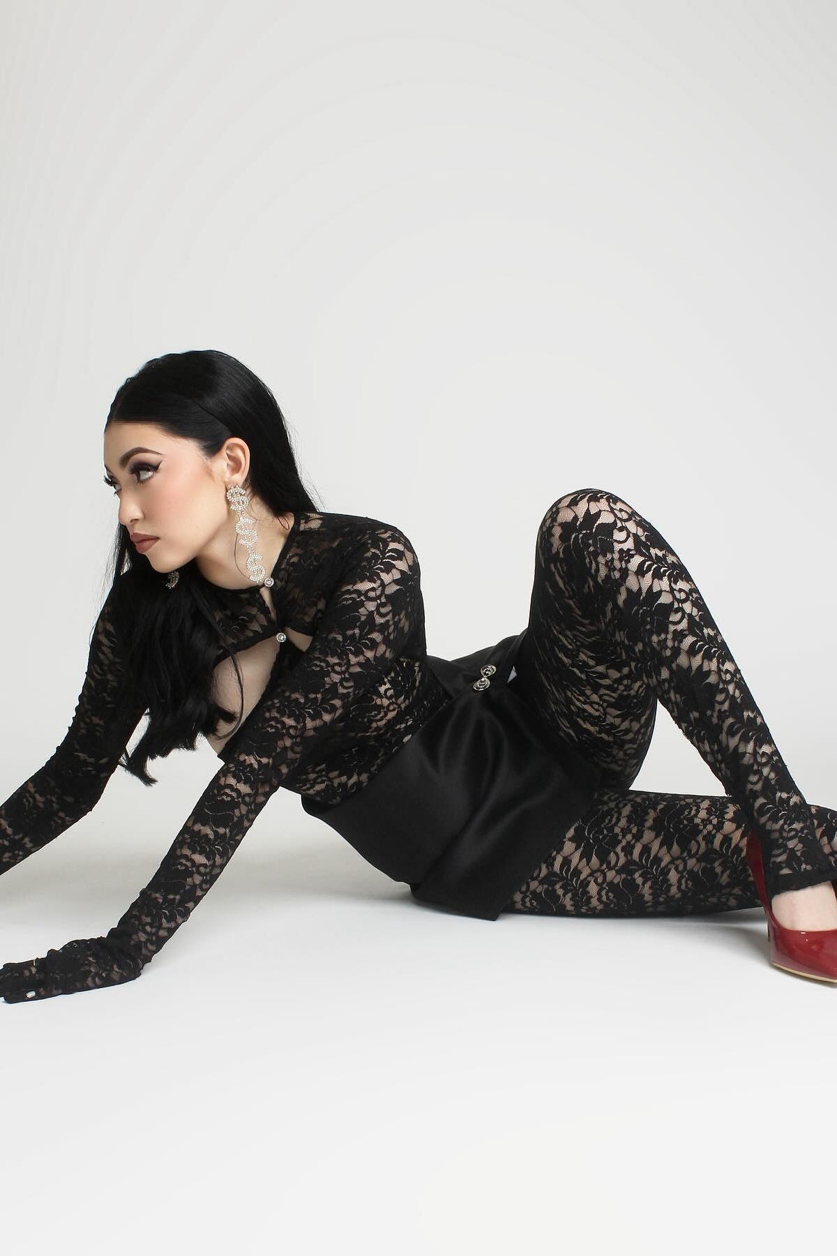 Lace Cut-Out Long Sleeve Jumpsuit Set