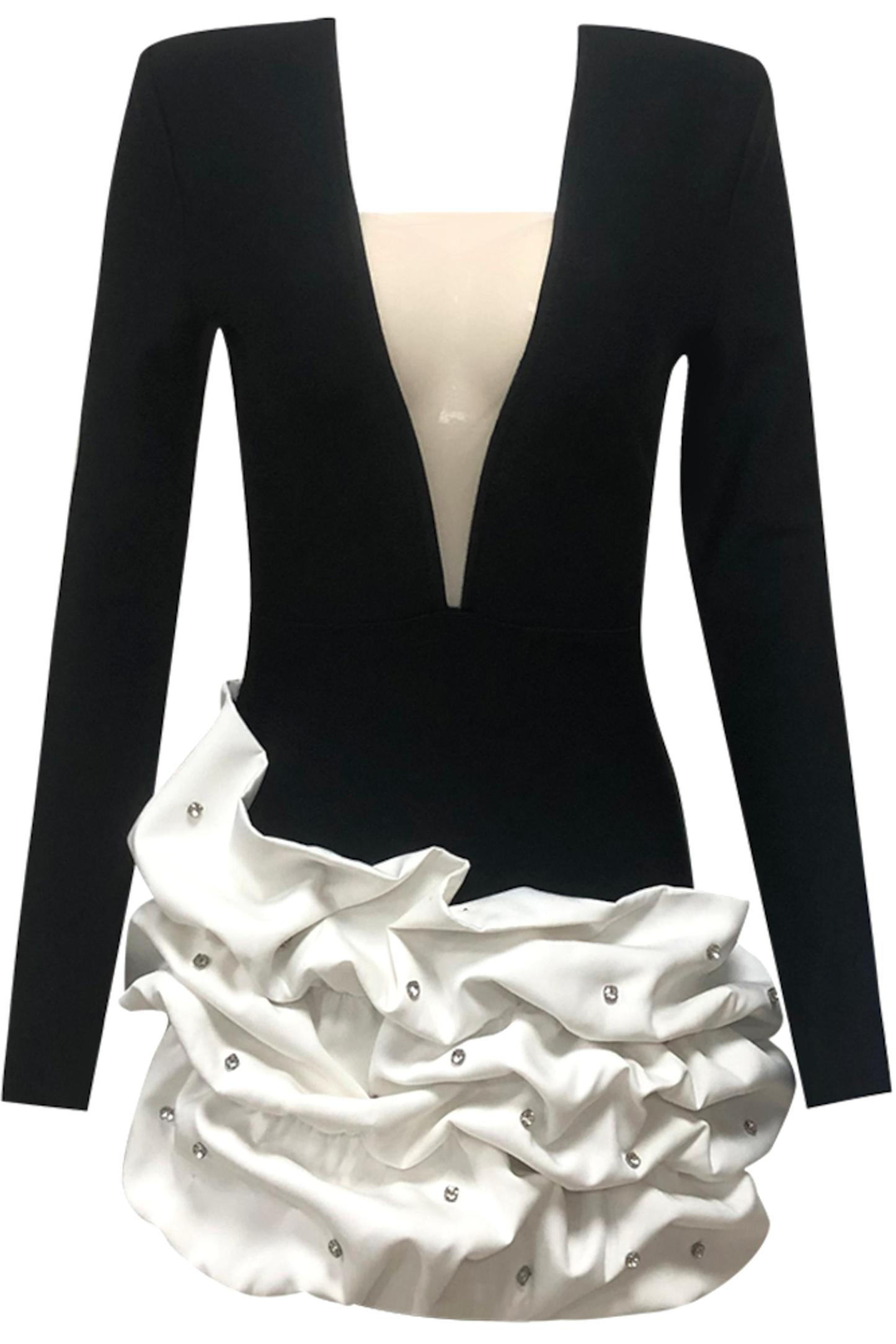 Bandage Long Sleeve V-Neck Mini Dress