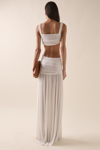 Chiffon Cut-Out Gathering Maxi Dress