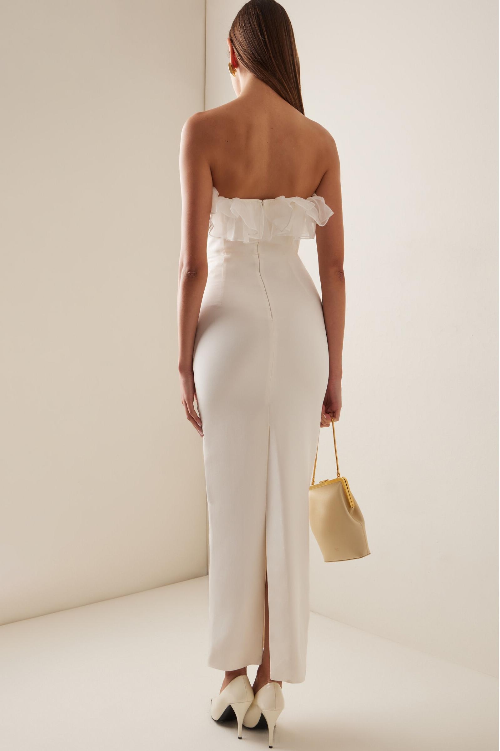 Off-Shoulder Frill 3D Flower Midi Dress