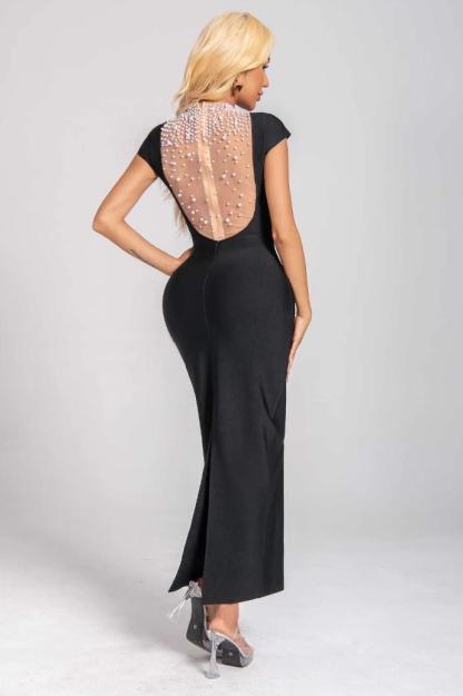 Bandage Faux Pearl Midi Dress