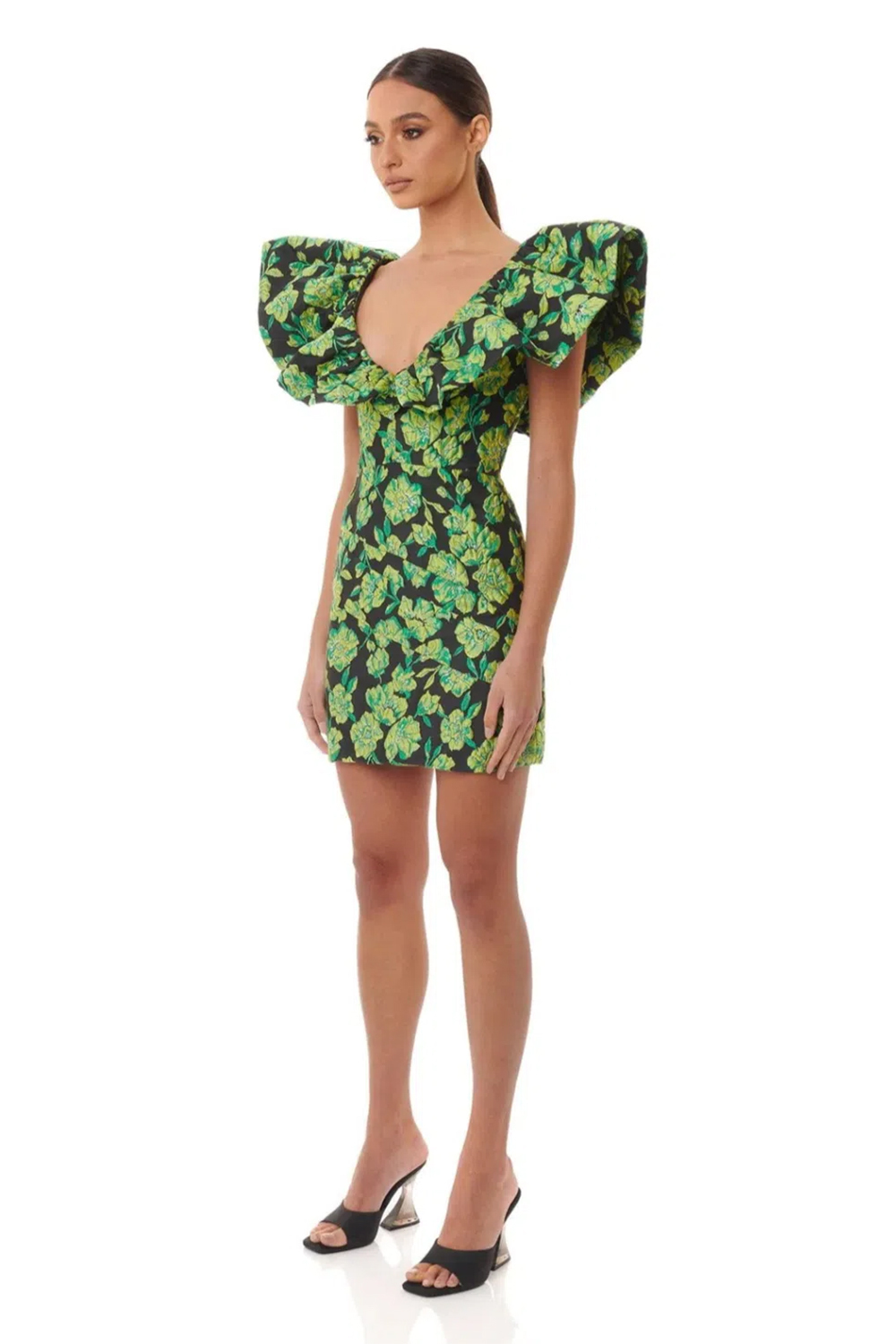 Jacquard V-Neck Sleeveless Mini Dress