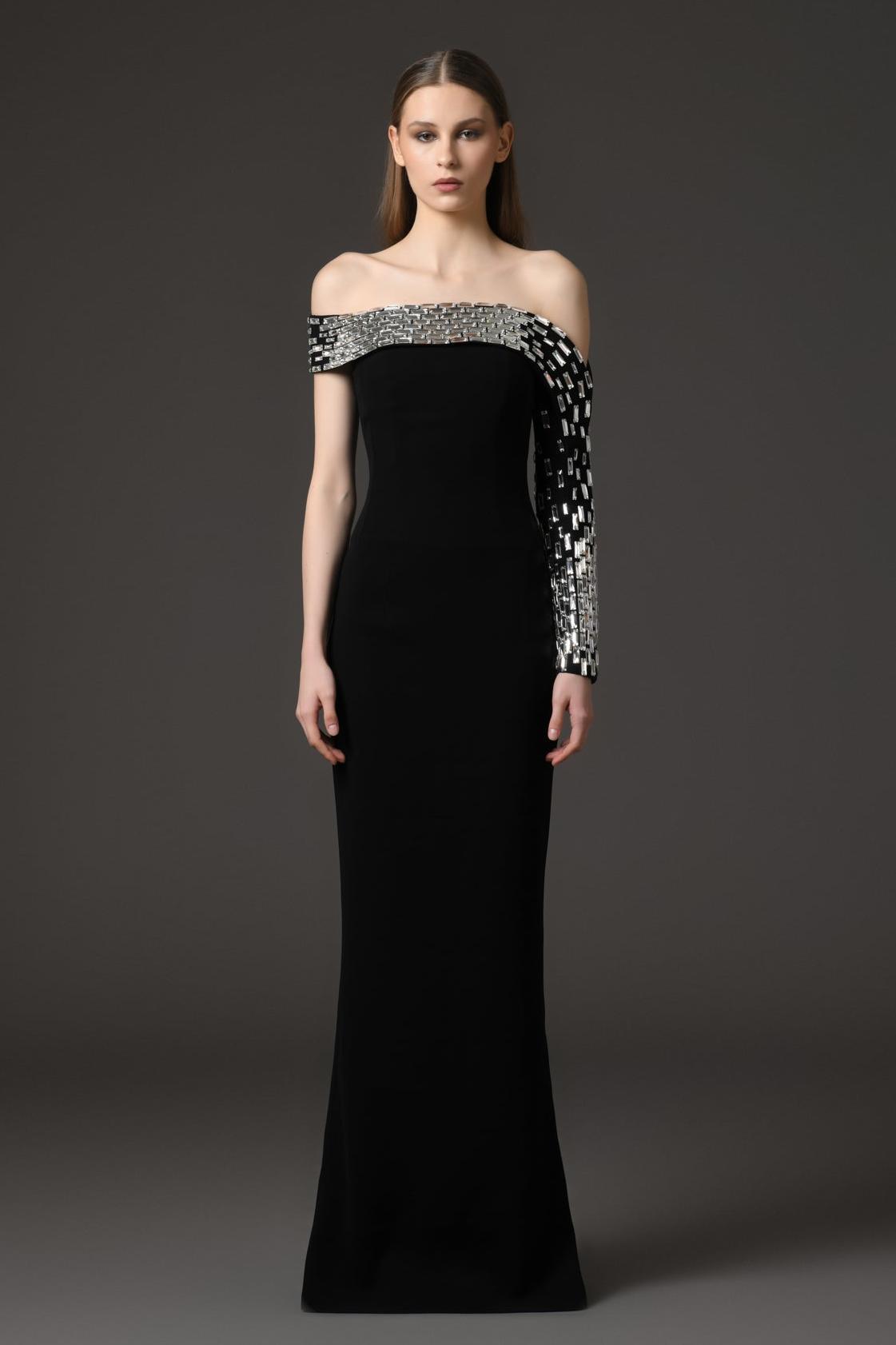 Rhinestone Bandage Off-Shoulder Maxi Dress