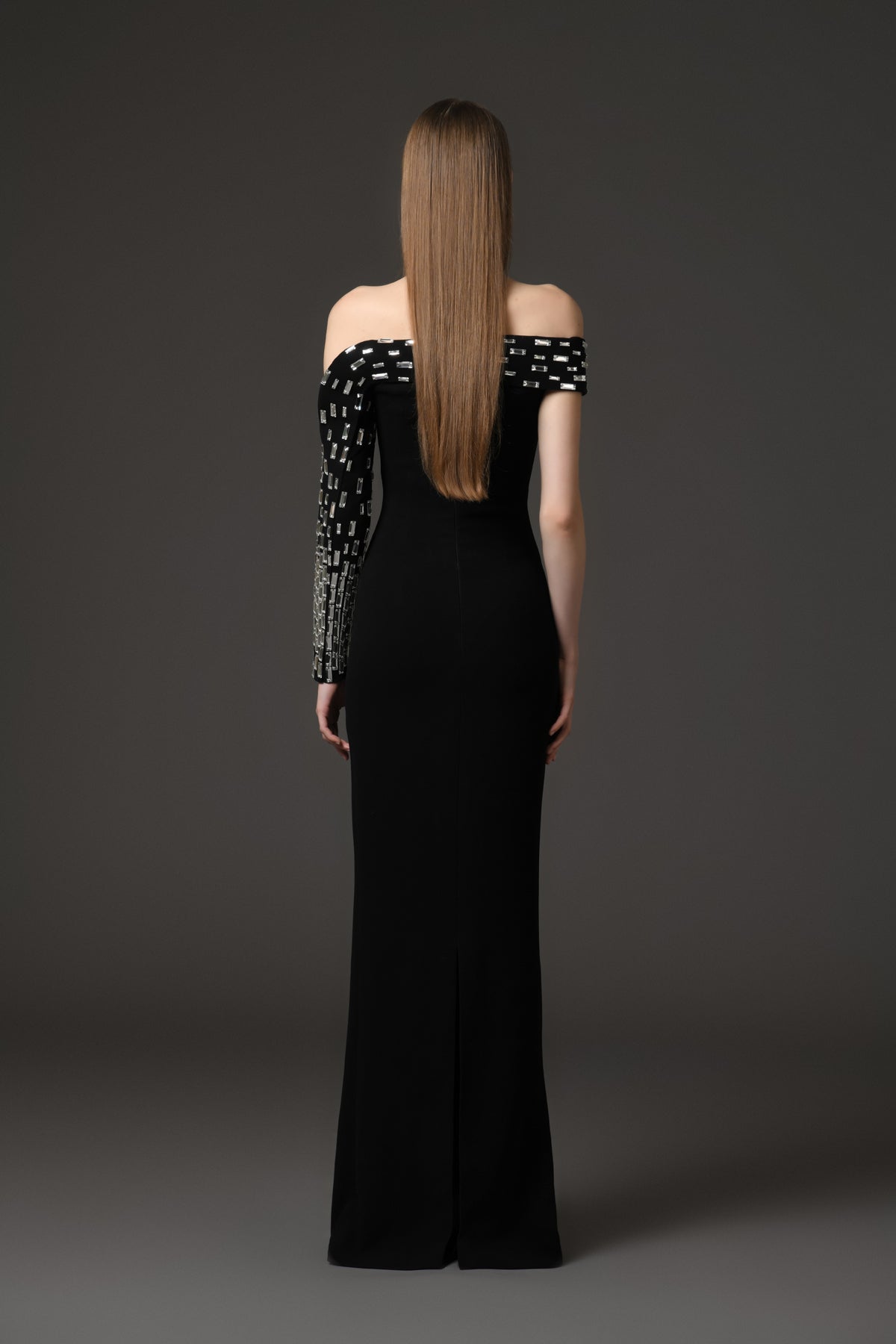 Rhinestone Bandage Off-Shoulder Maxi Dress