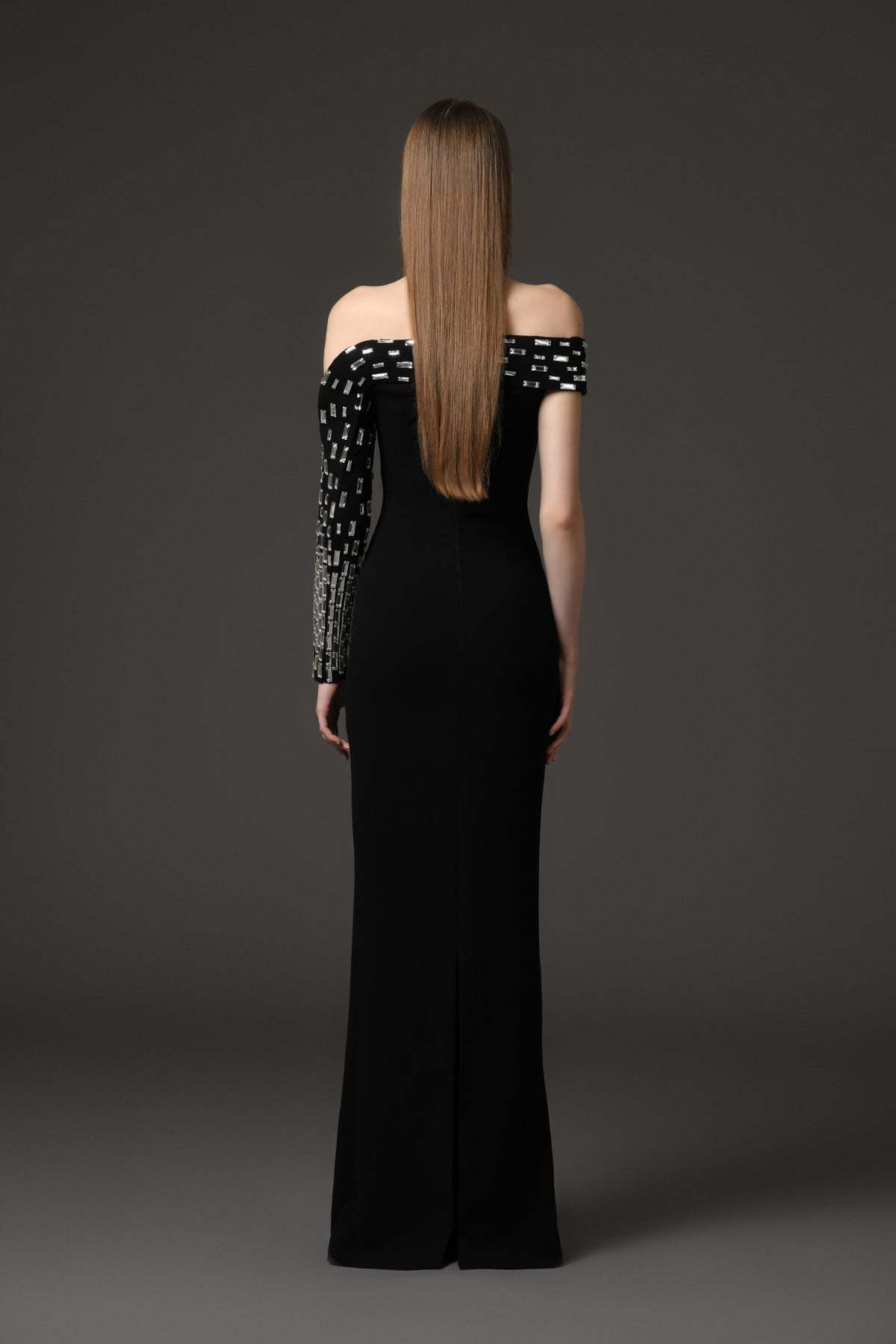 Rhinestone Bandage Off-Shoulder Maxi Dress