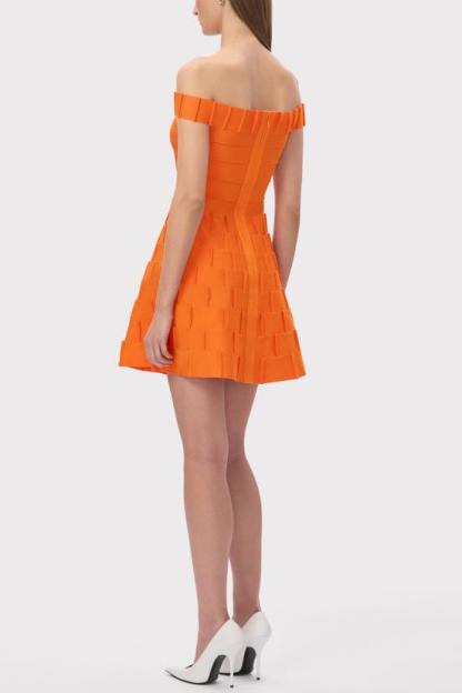 Solid Bandage Off-Shoulder Mini Dress
