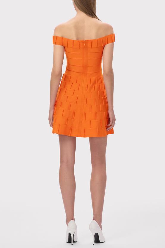 Solid Bandage Off-Shoulder Mini Dress