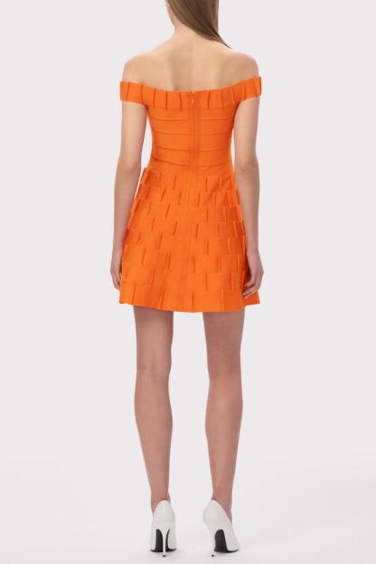 Solid Bandage Off-Shoulder Mini Dress