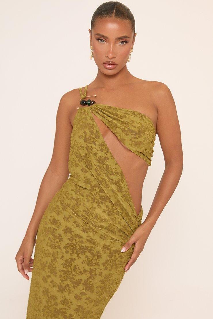 Burn-Out Off-Shoulder Cut-Out Maxi Dress