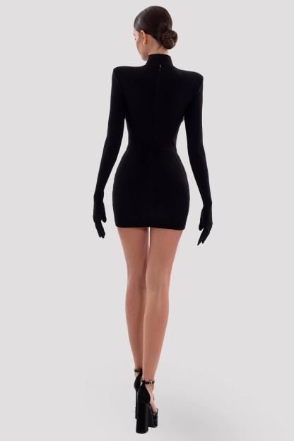 Rhinestone Long Sleeve Bandage Mini Dress