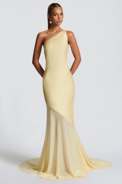 Satin One-Shoulder Maxi Dress