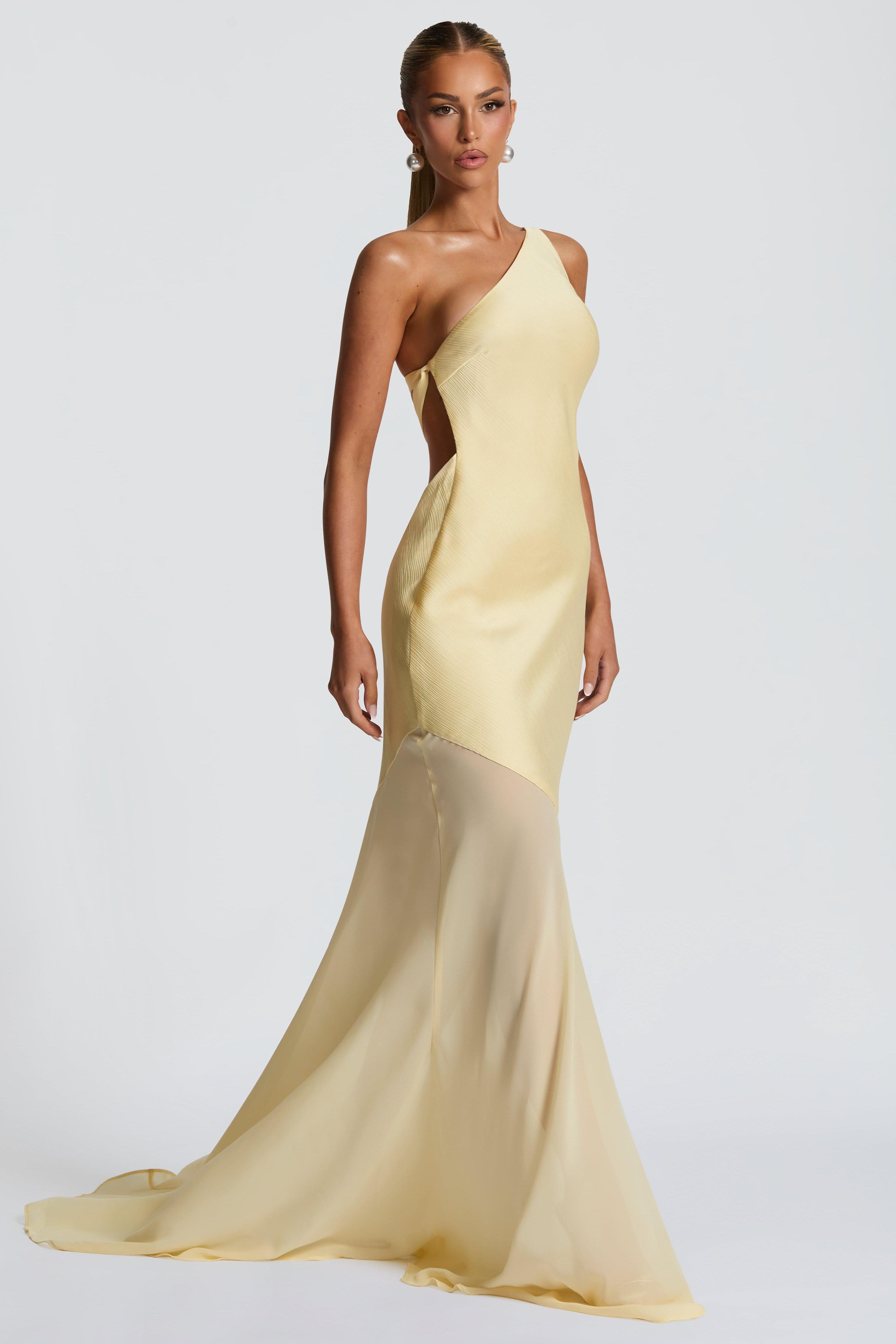 Satin One-Shoulder Maxi Dress