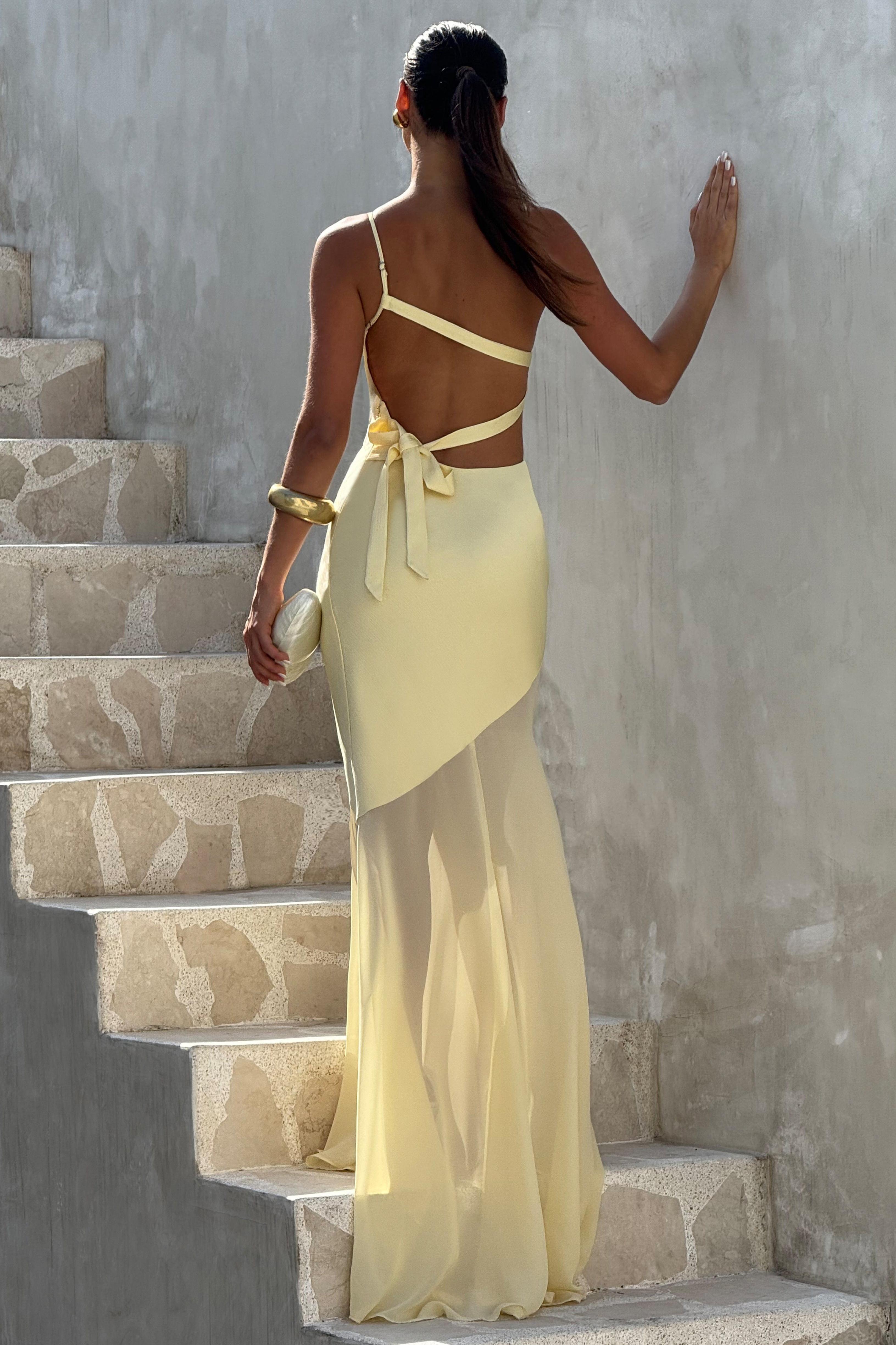 Satin One-Shoulder Maxi Dress