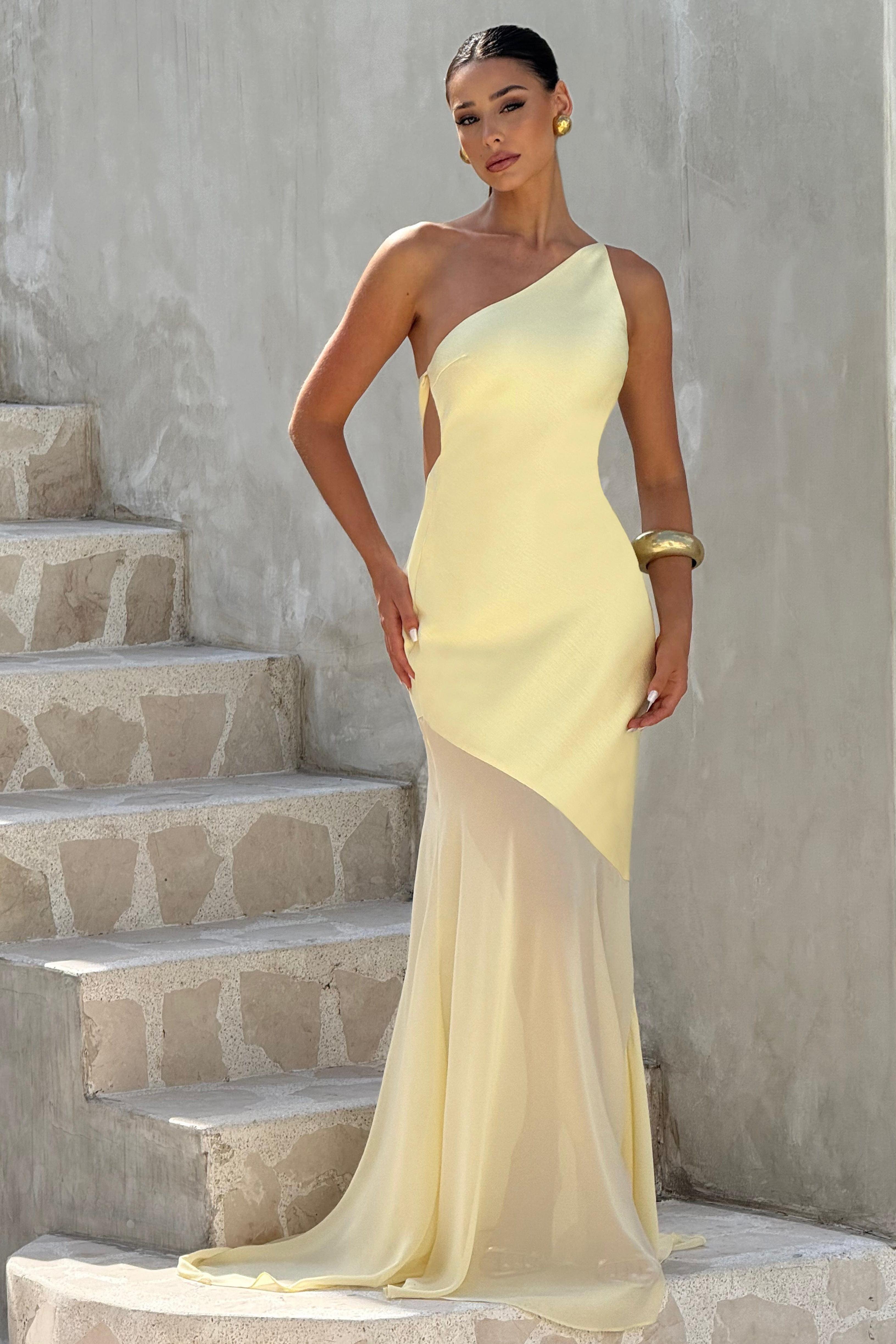 Satin One-Shoulder Maxi Dress