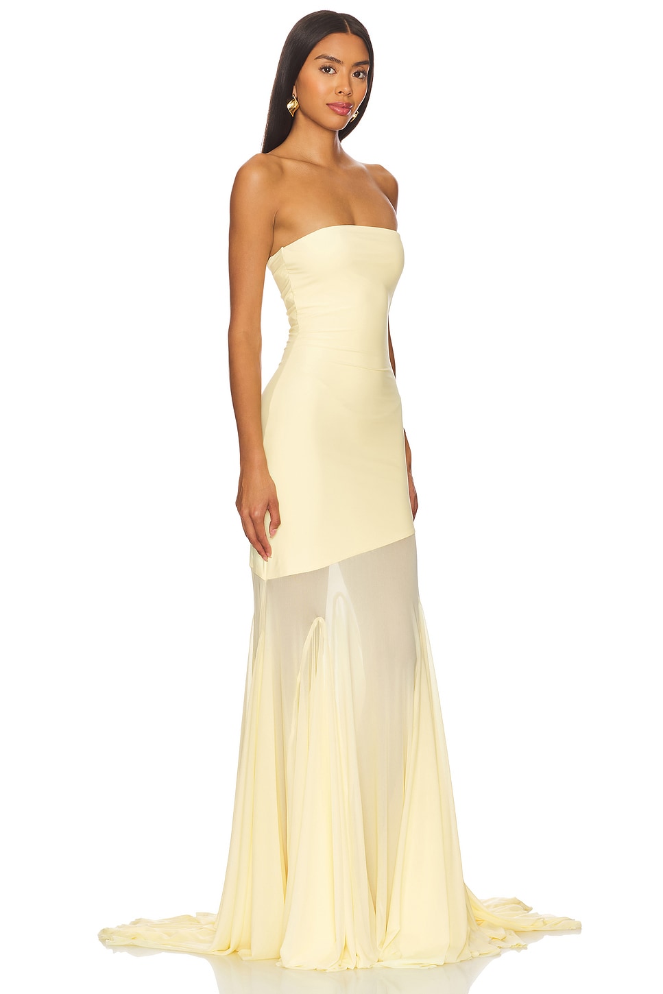 Mesh Off-Shoulder Solid Maxi Dress