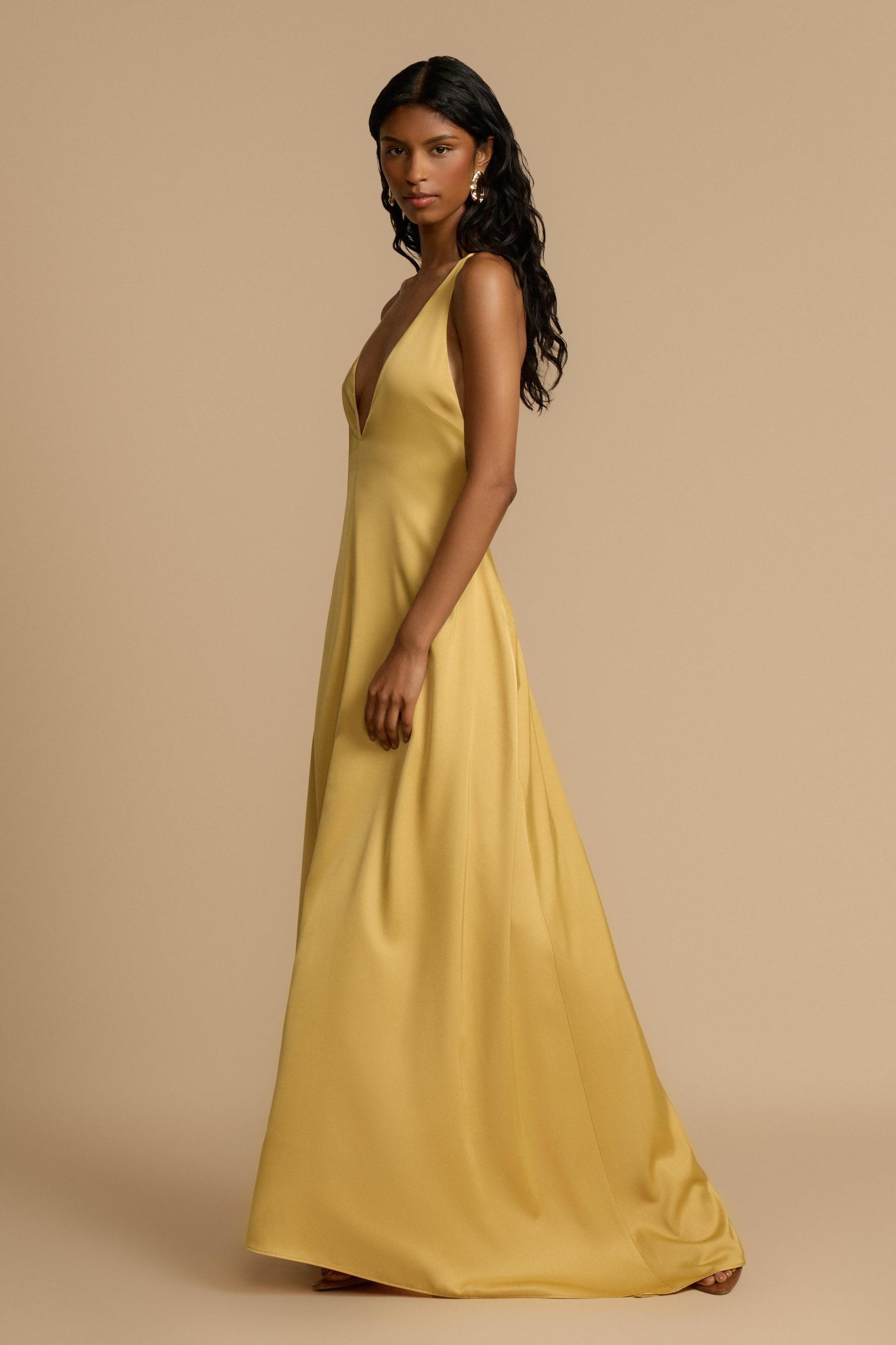 Satin Backless Beaded V-Neck Maxi Dress