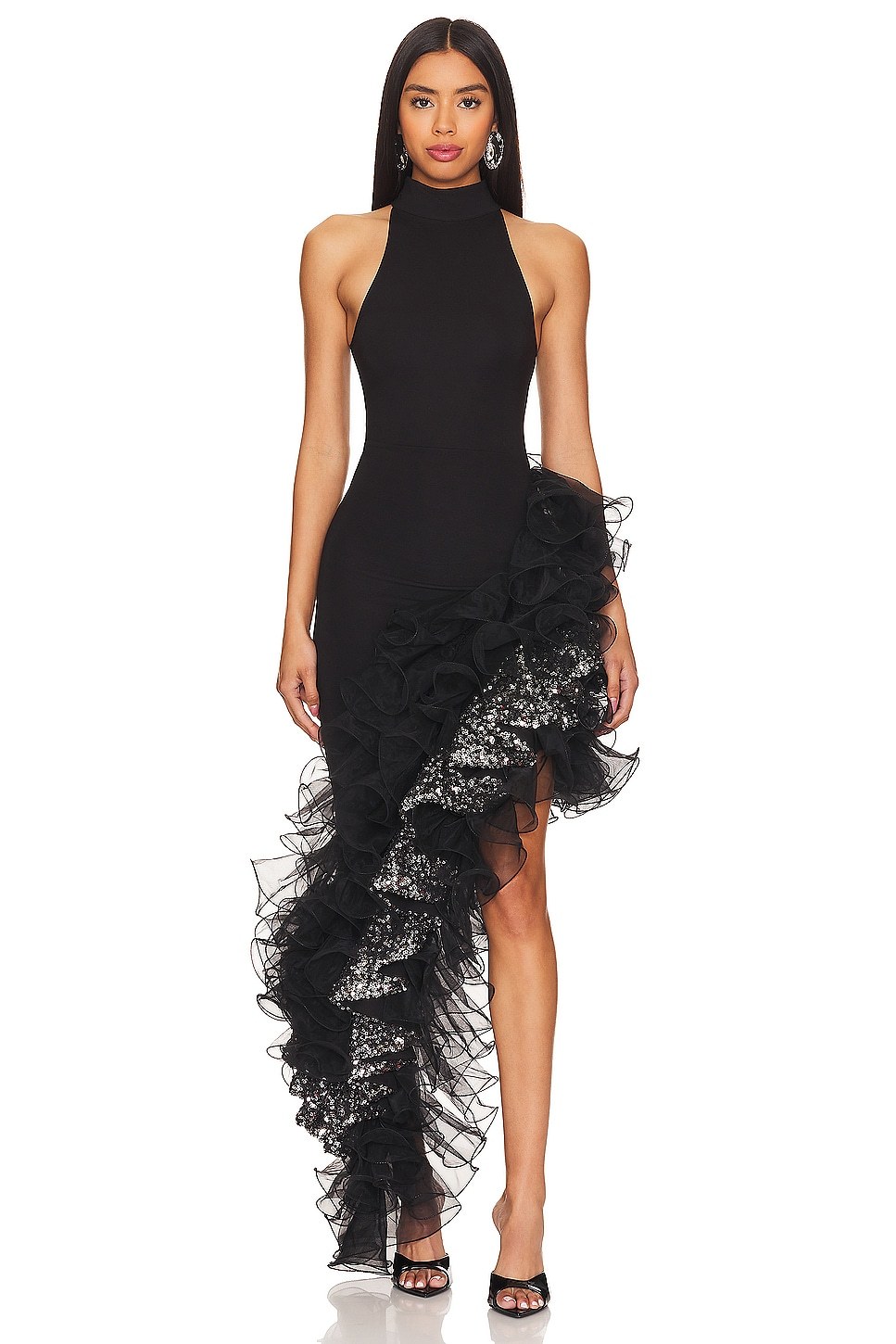 Sequin Frill Bandage Sleeveless Maxi Dress