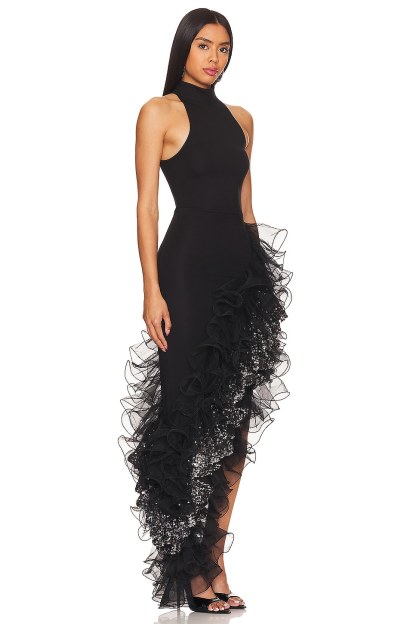 Sequin Frill Bandage Sleeveless Maxi Dress