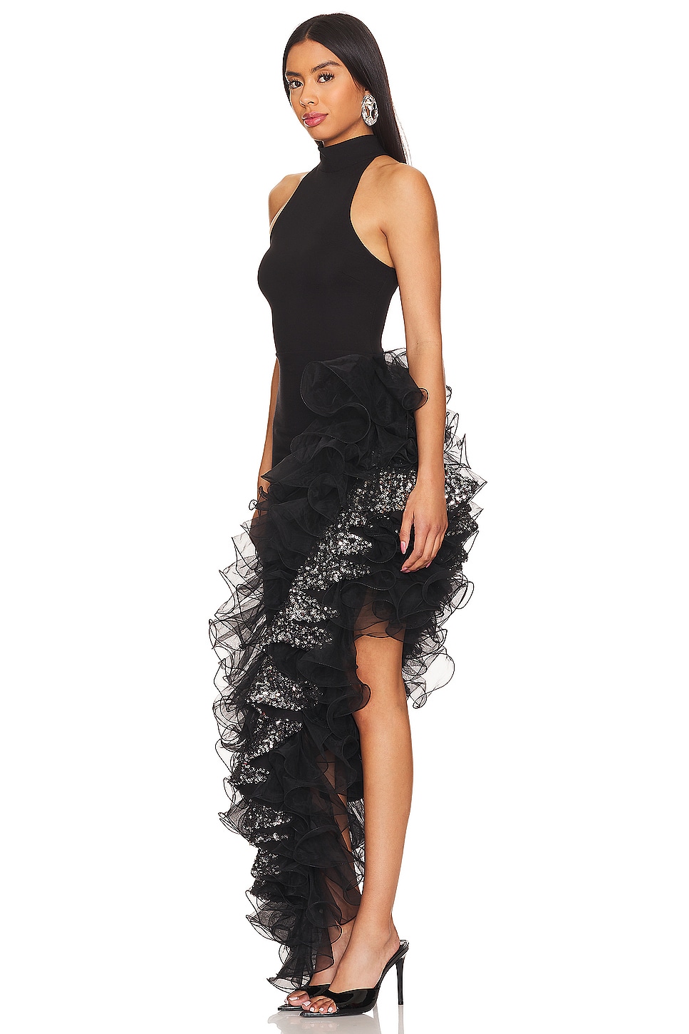 Sequin Frill Bandage Sleeveless Maxi Dress