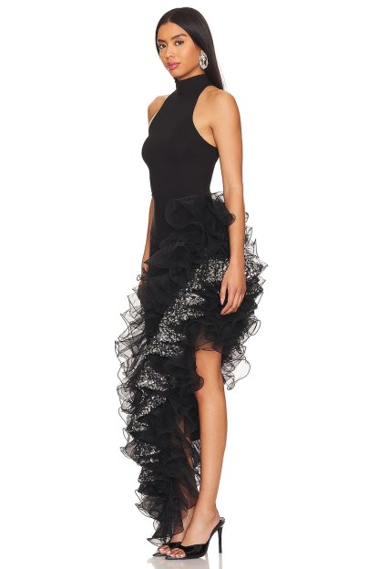 Sequin Frill Bandage Sleeveless Maxi Dress