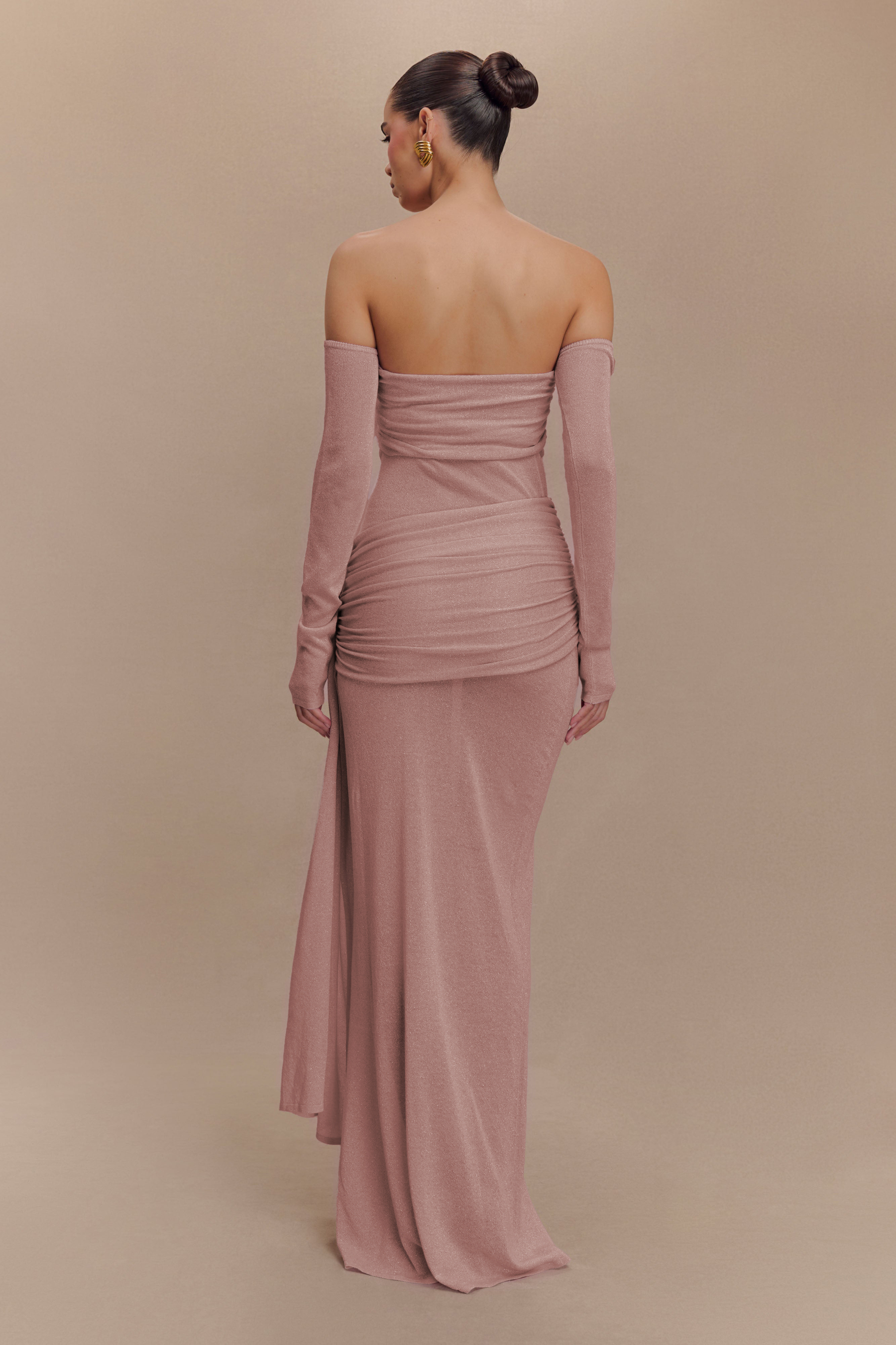 Luxury Off-Shoulder Long Sleeve Maxi Dress