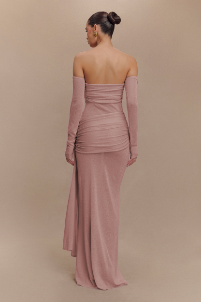 Luxury Off-Shoulder Long Sleeve Maxi Dress