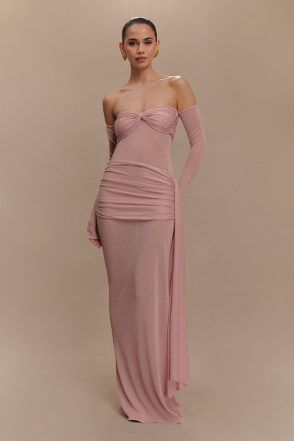 Luxury Off-Shoulder Long Sleeve Maxi Dress