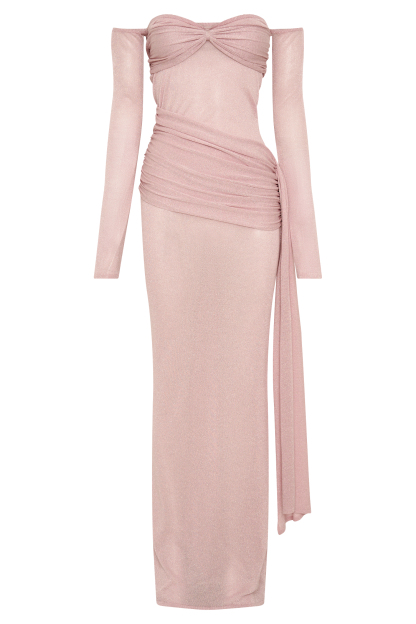 Luxury Off-Shoulder Long Sleeve Maxi Dress