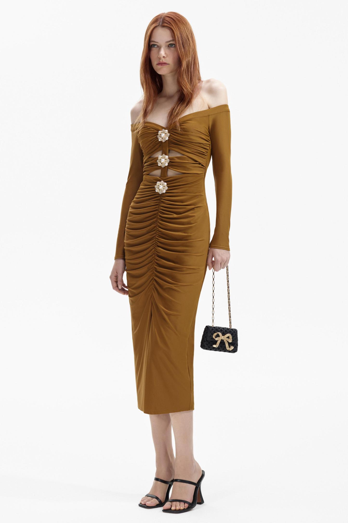 Bandage Cut-Out Off-Shoulder Midi Dress