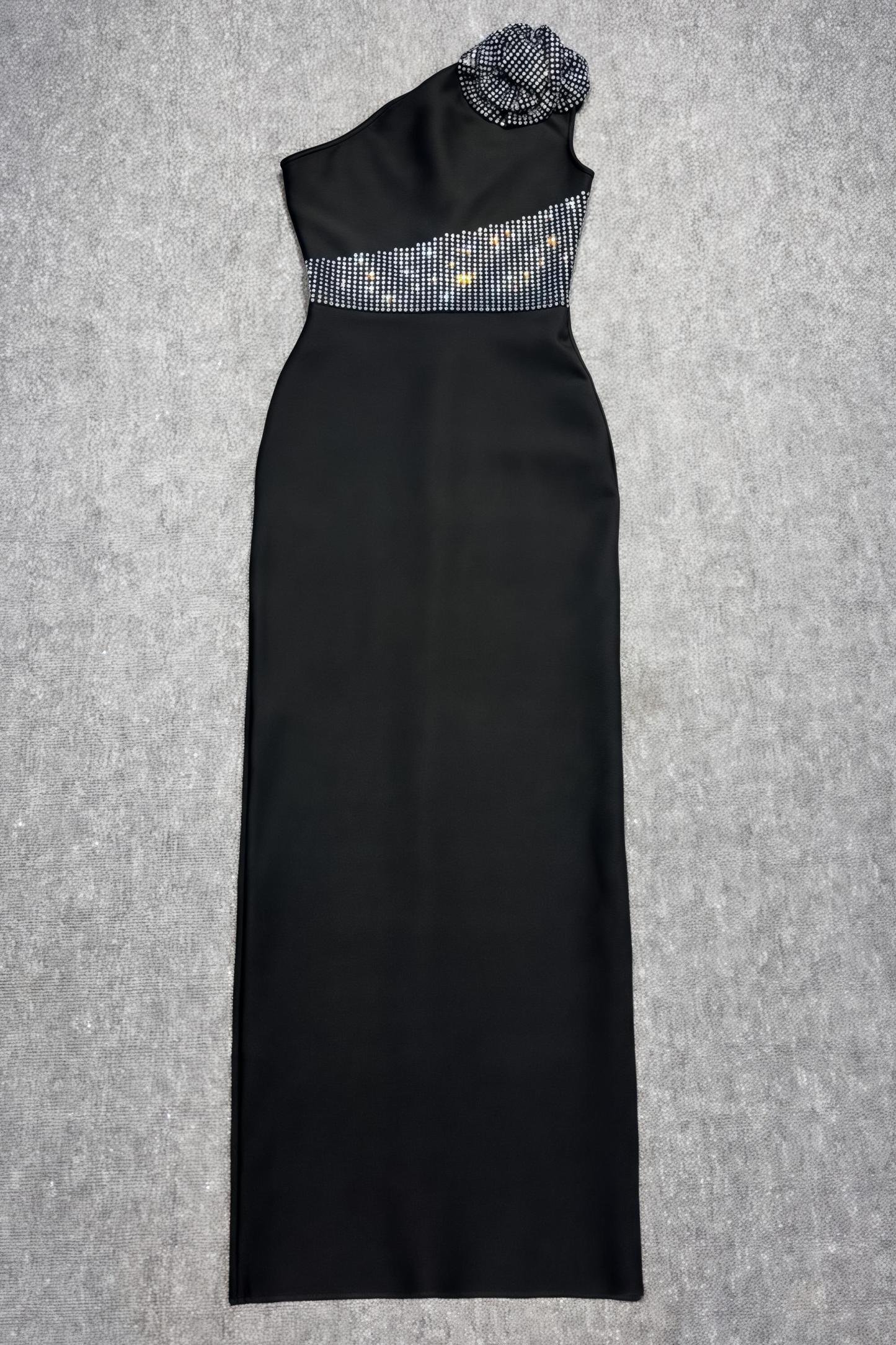 Bandage Rhinestone 3D Flower Midi Dress