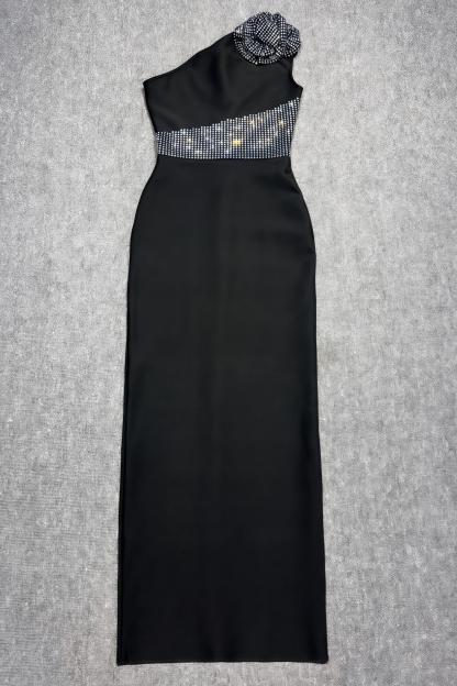 Bandage Rhinestone 3D Flower Midi Dress