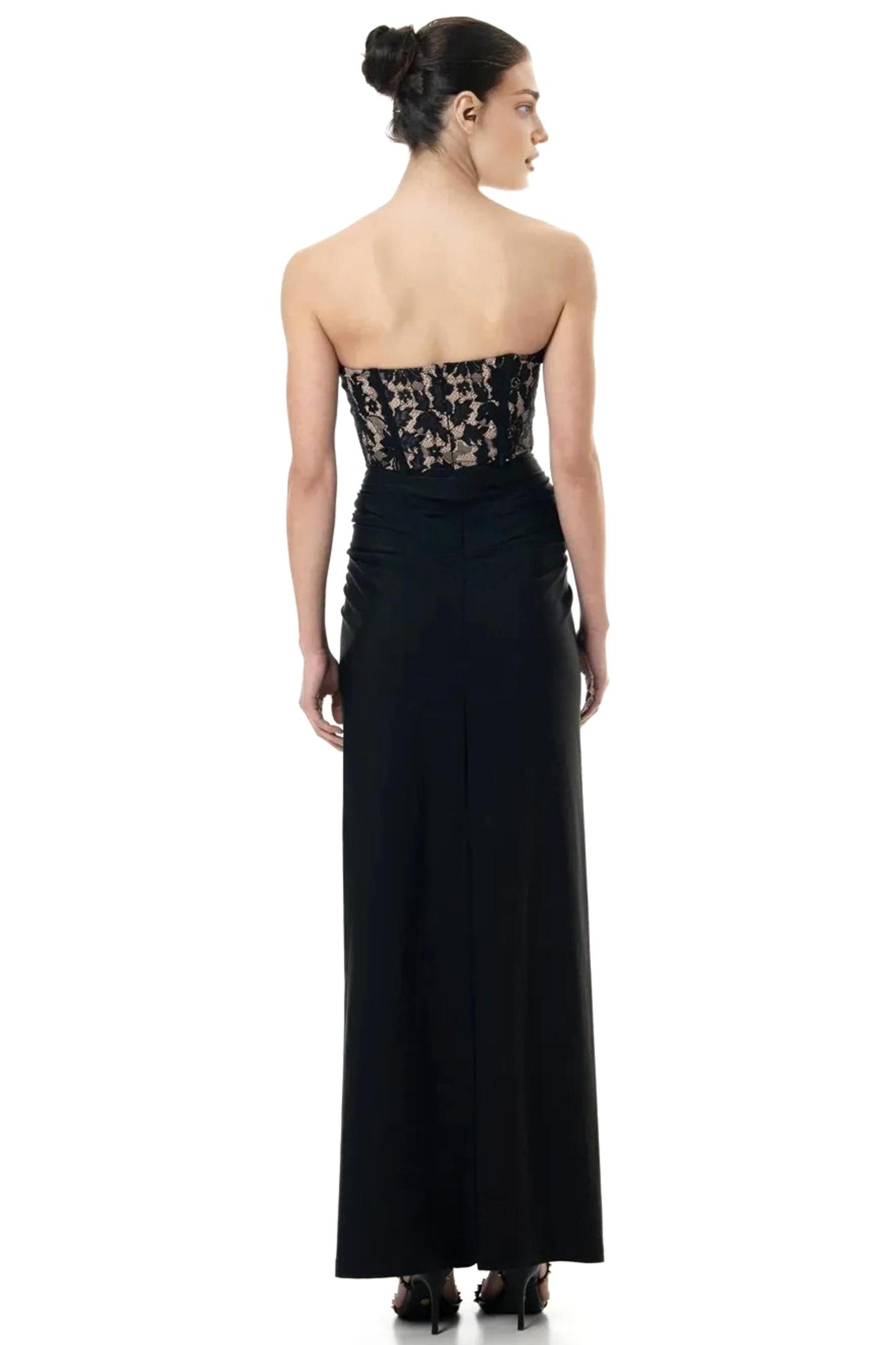 Lace Off-Shoulder Gathering Midi Dress