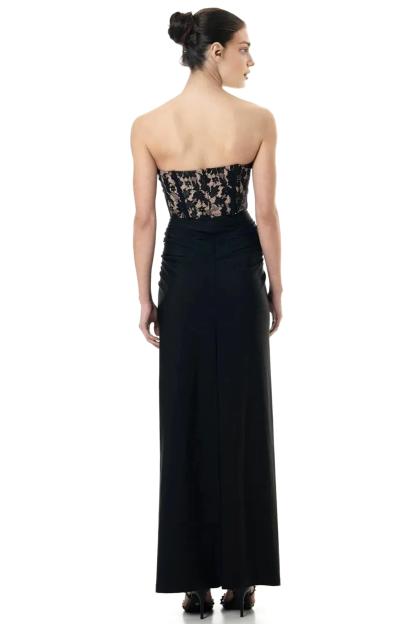 Lace Off-Shoulder Gathering Midi Dress