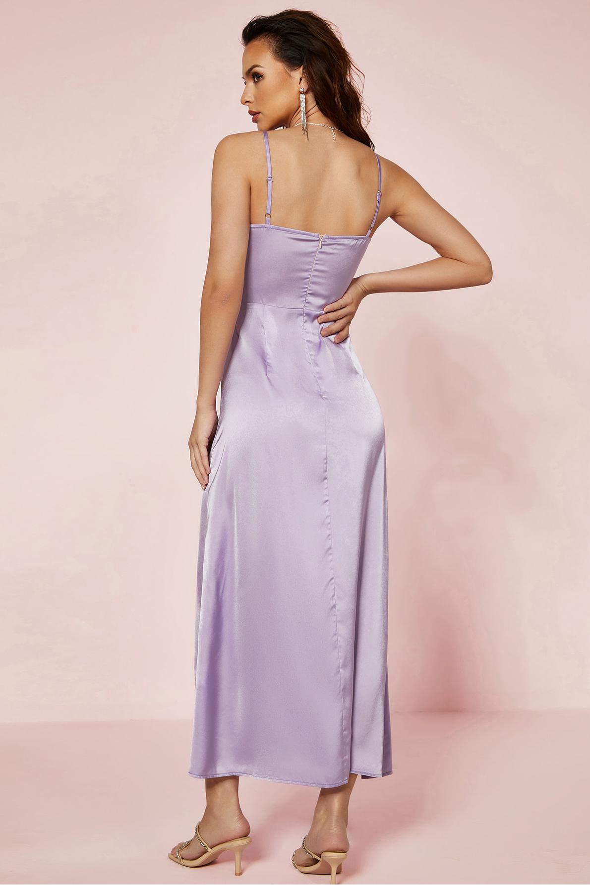 Satin Splicing Lace 3D Flower Backless Midi Dress