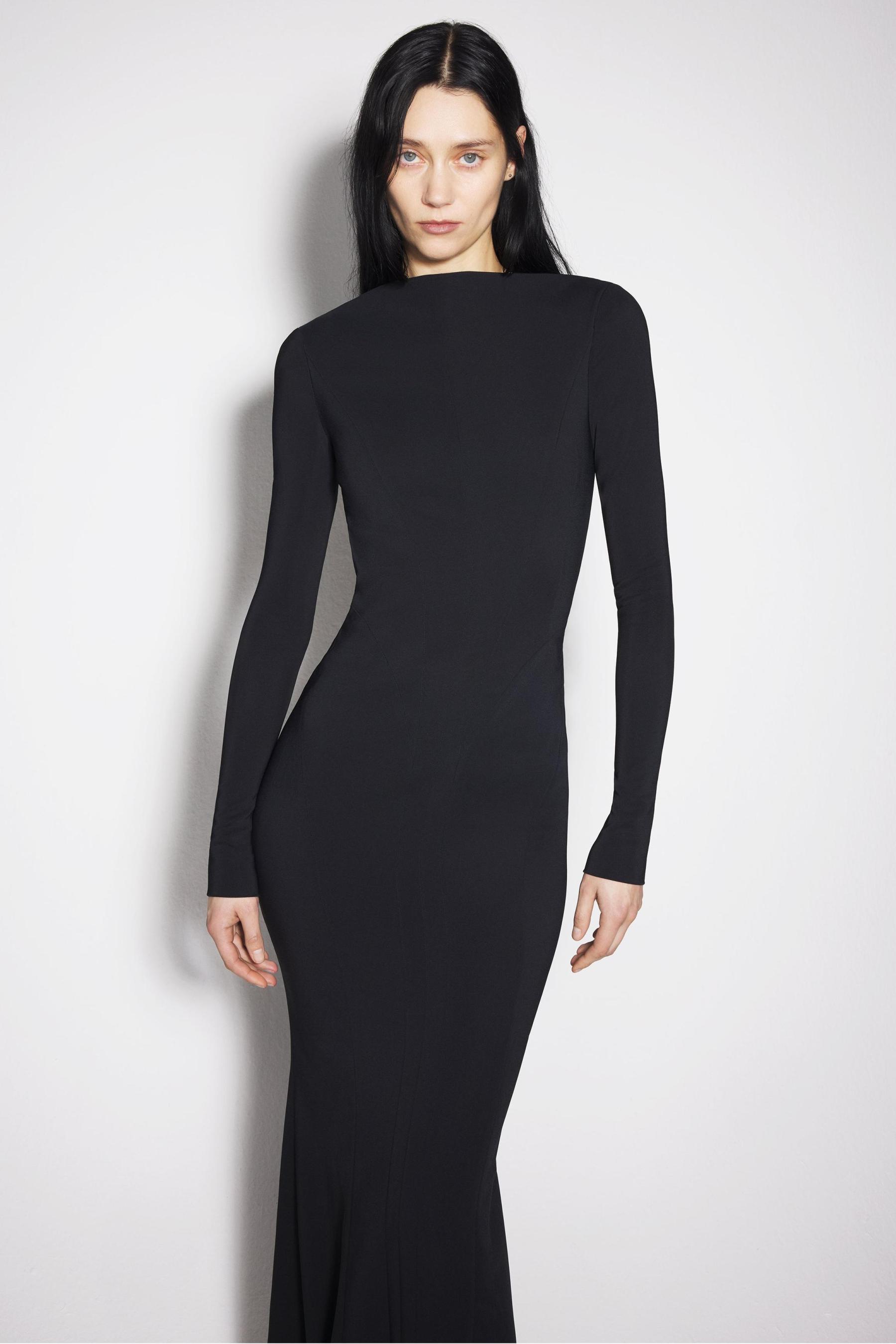 Solid Backless Metal Buttom Maxi Dress