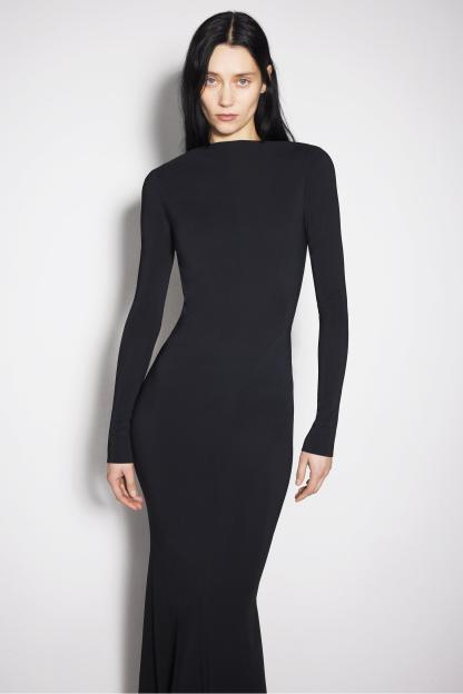 Solid Backless Metal Buttom Maxi Dress