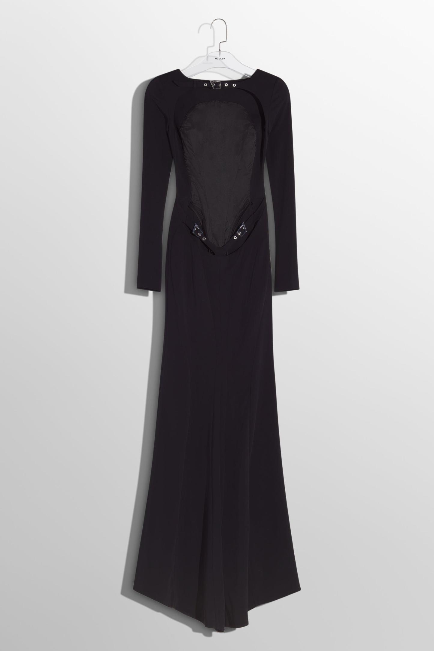 Solid Backless Metal Buttom Maxi Dress