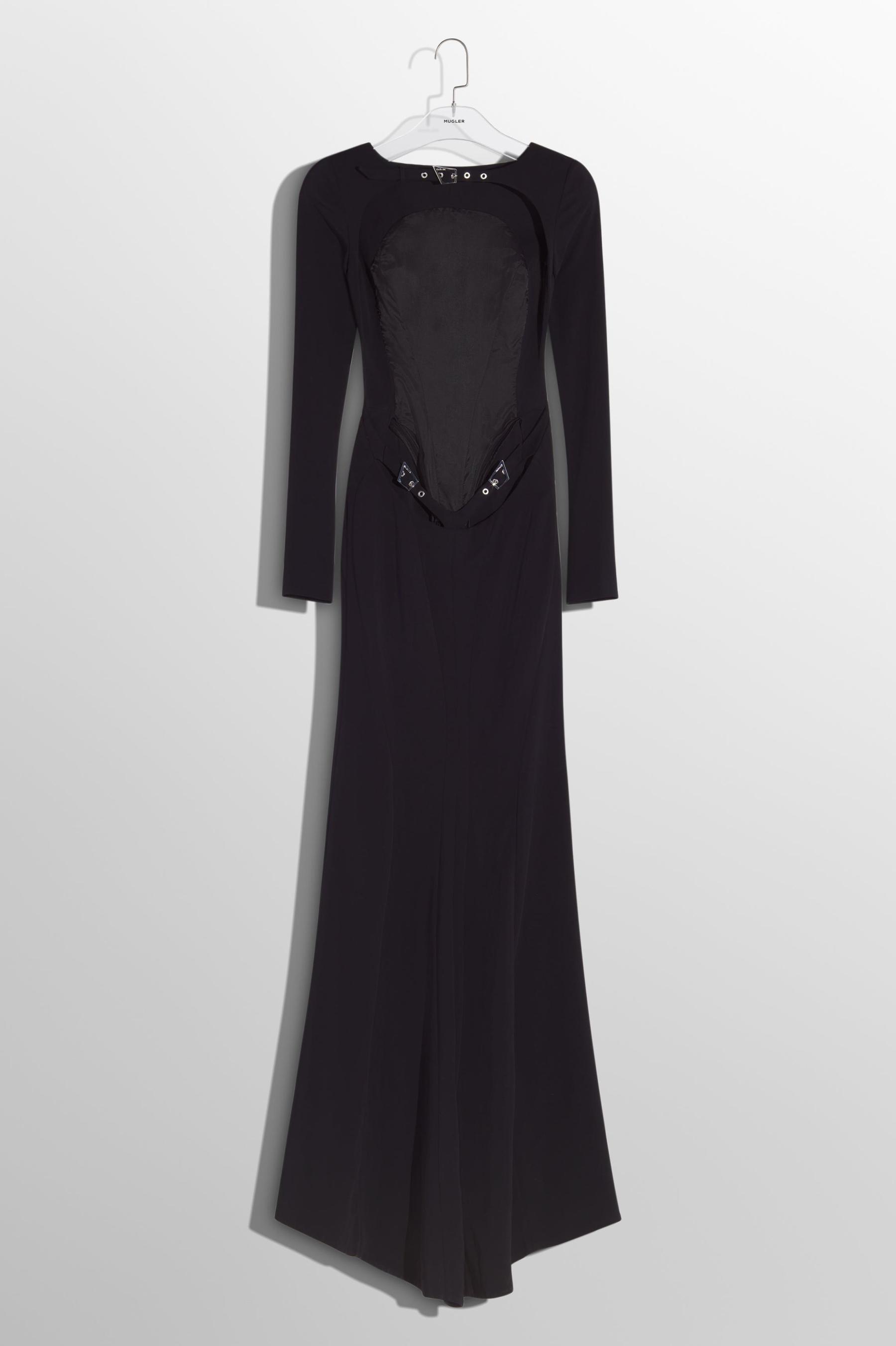 Solid Backless Metal Buttom Maxi Dress