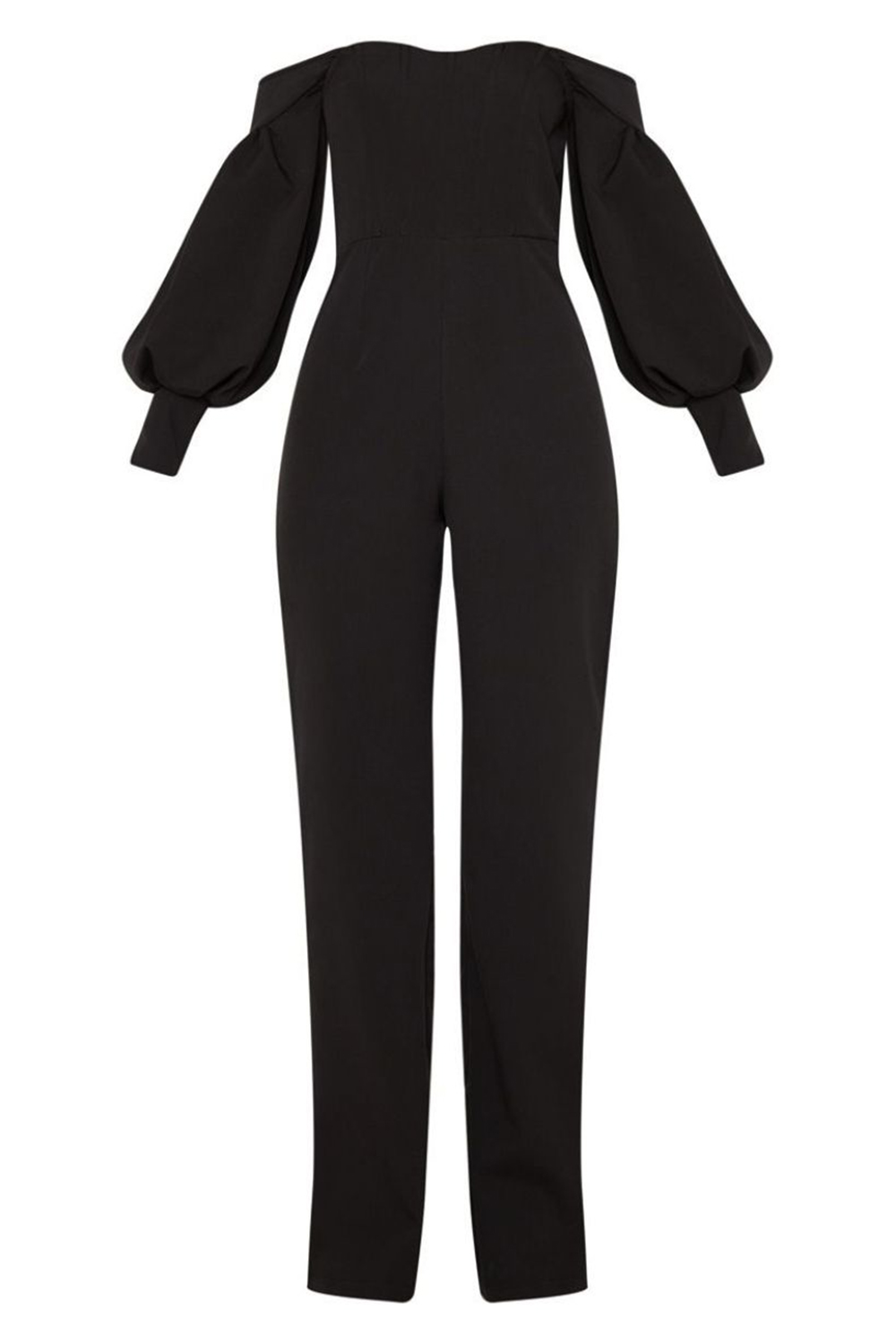 Solid Off-Shoulder Long Sleeve Jumpsuit