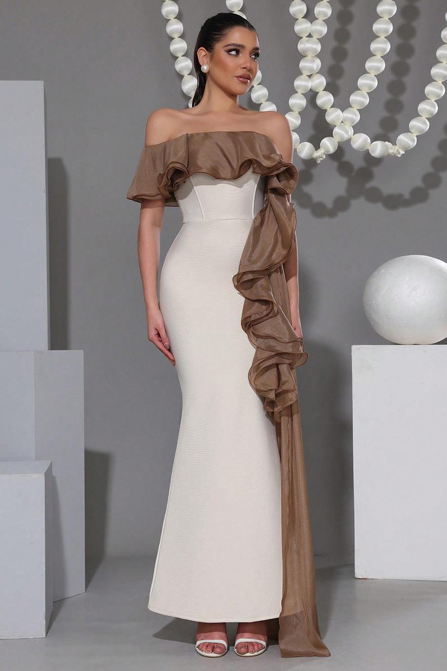 Bandage Off-Shoulder Ruffle Maxi Dress