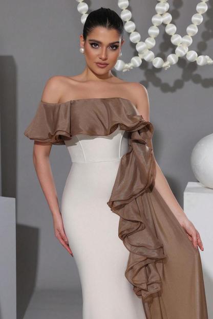 Bandage Off-Shoulder Ruffle Maxi Dress