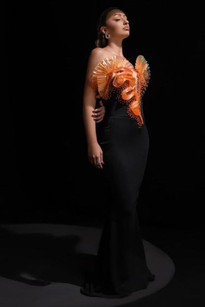 Bandage Splicing Organza Rivet Midi Dress