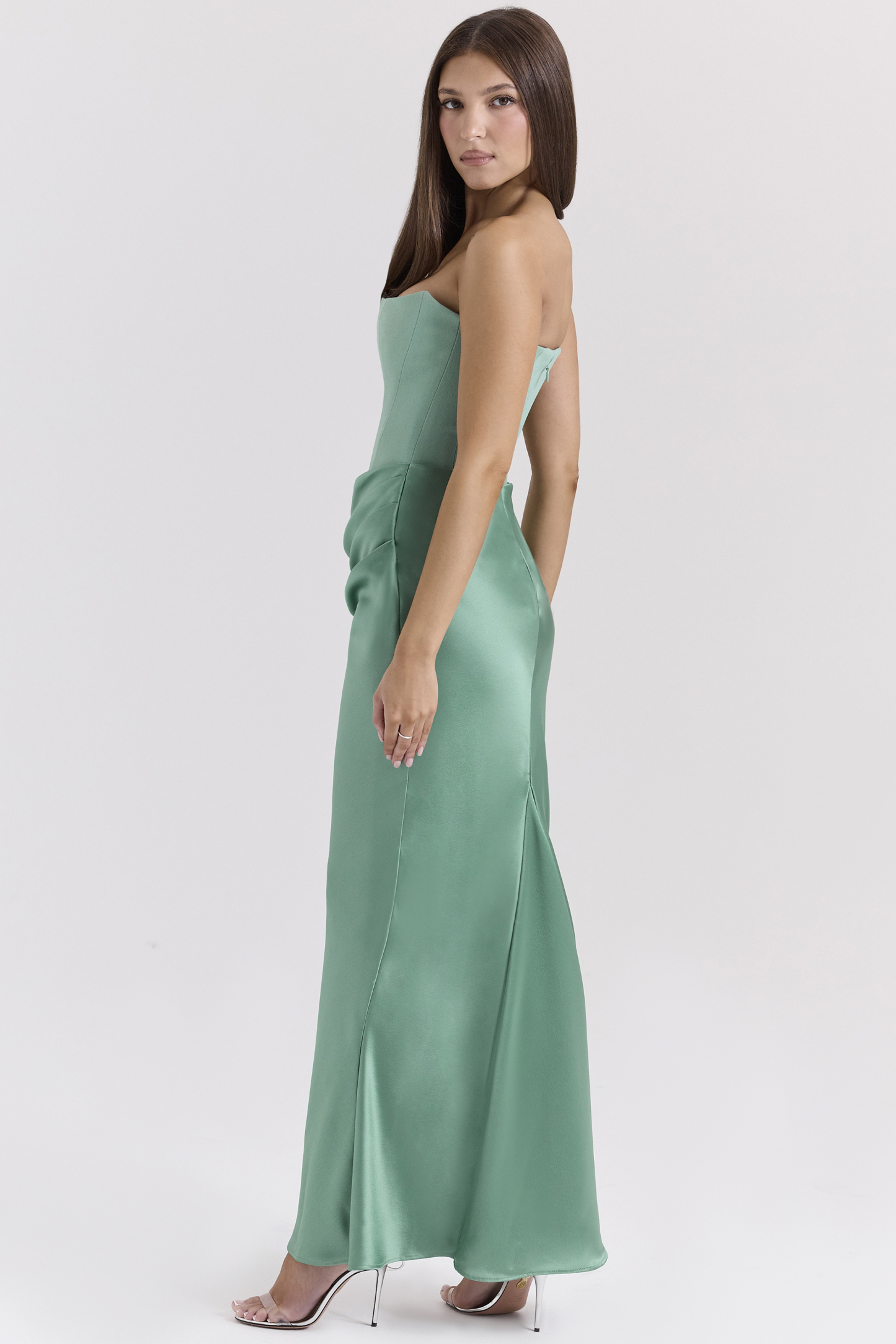 Satin Splicing Off-Shoulder Midi Dress