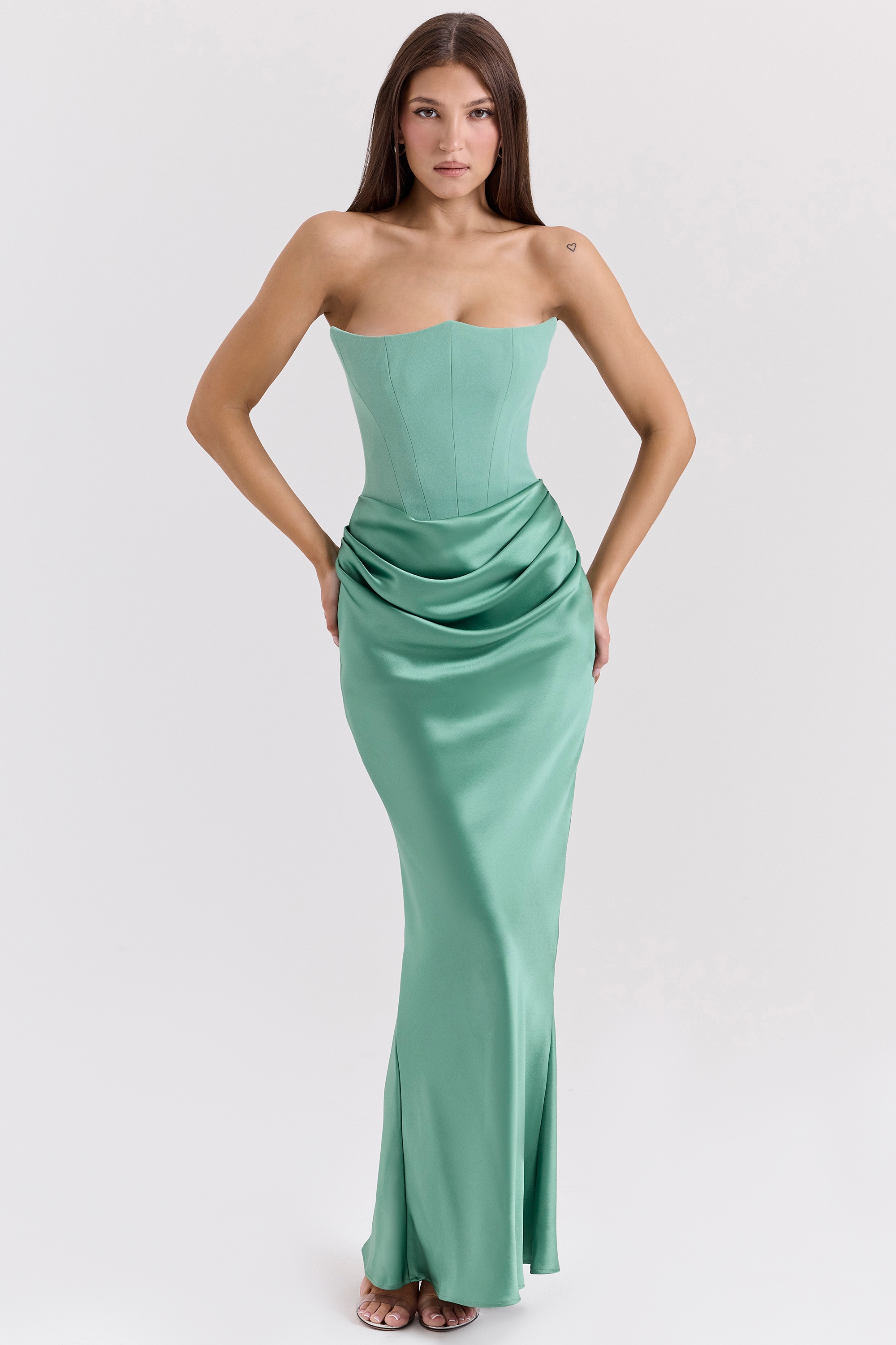 Satin Splicing Off-Shoulder Midi Dress
