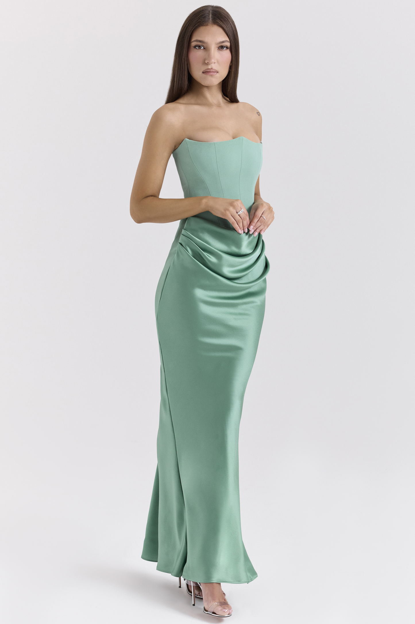 Satin Splicing Off-Shoulder Midi Dress