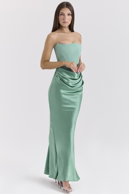 Satin Splicing Off-Shoulder Midi Dress