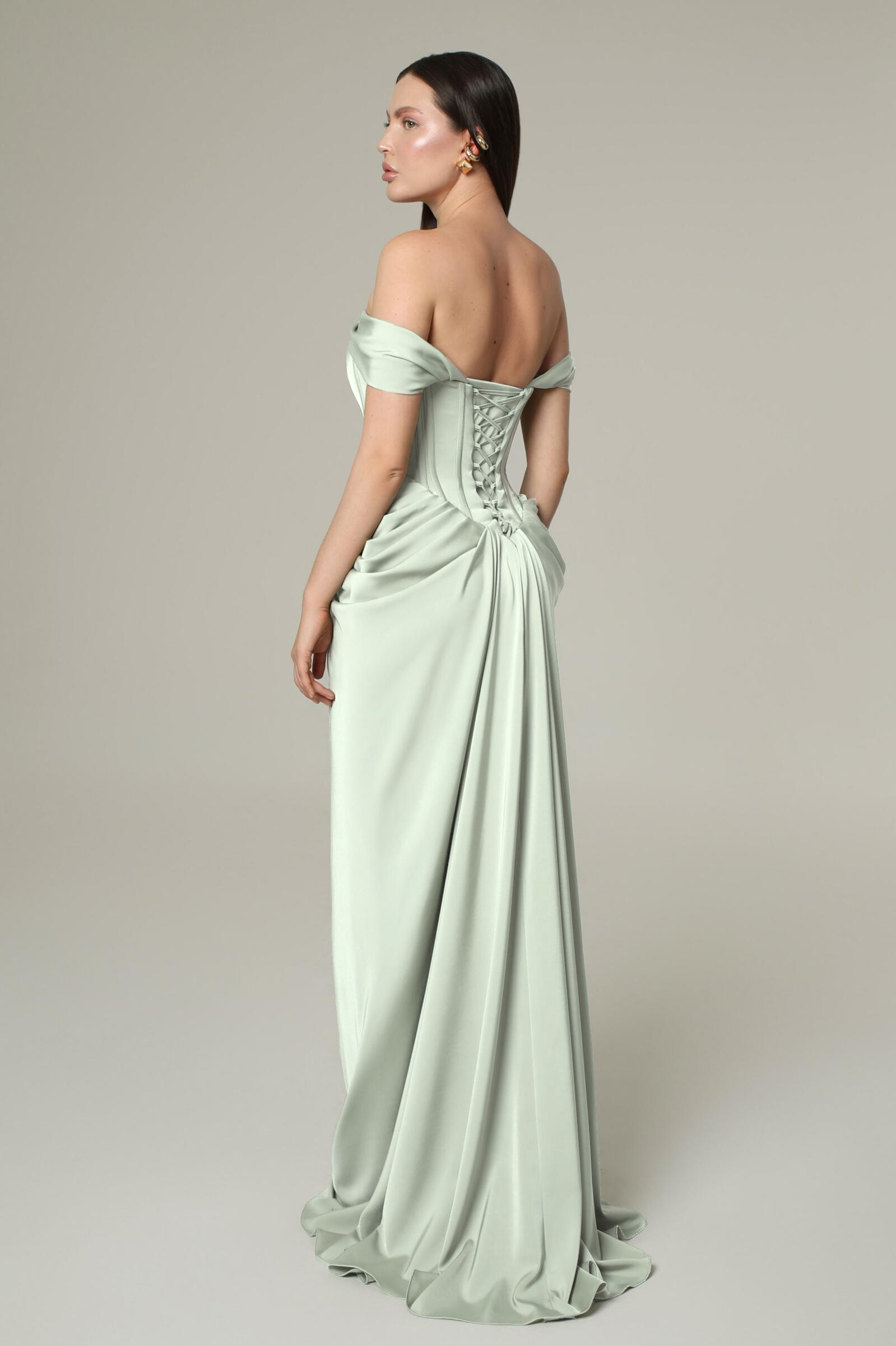 Satin Pleated Maxi Dress With Cape