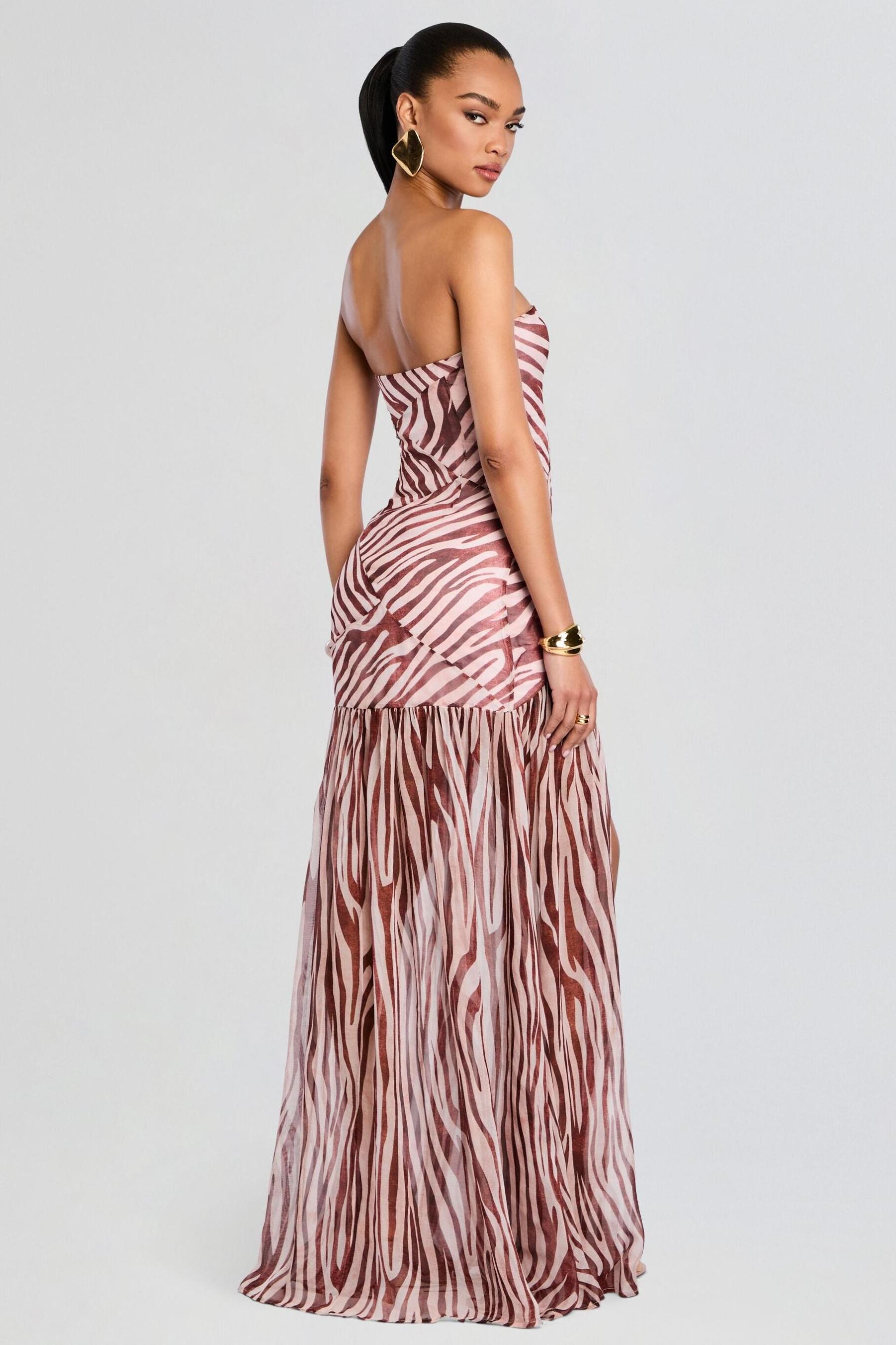 Chiffon Leopard Print Slit Maxi Dress