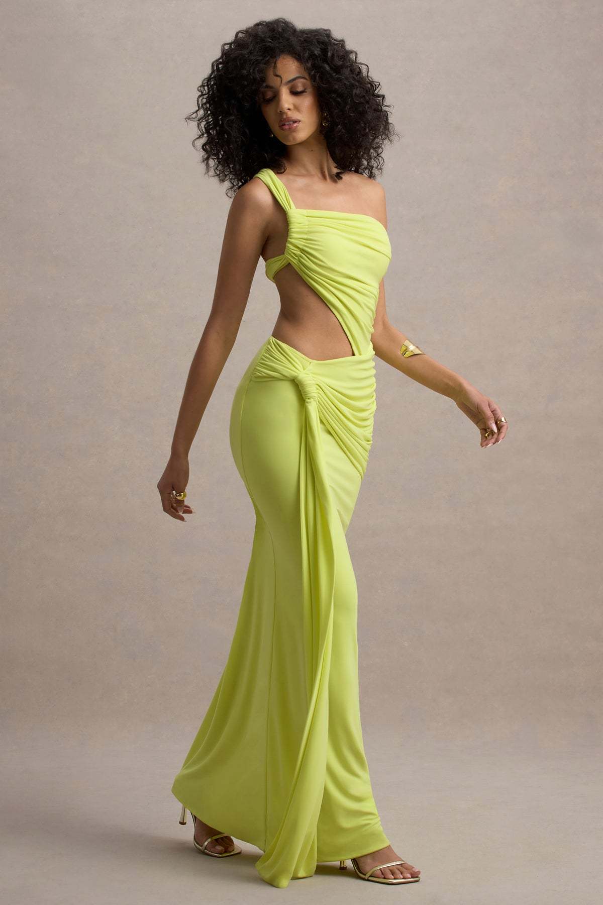 Asymmetric Cut-Out One-Shoulder Maxi Dress
